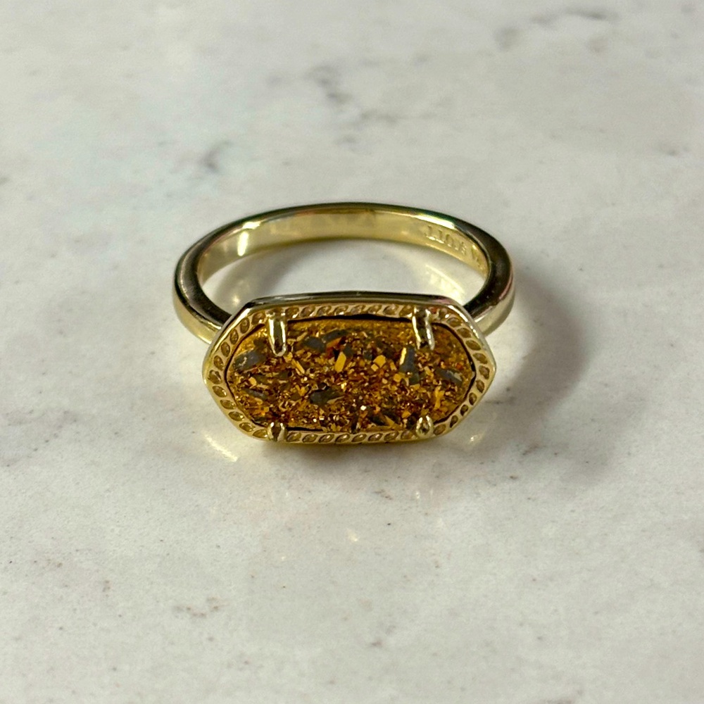 💛Kendra Scott Rich Gold-Tone Druzy Ring, Size 7💛